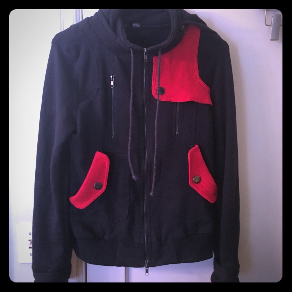 Modcloth Leipzig Hoodie in Navy and Red / Medium